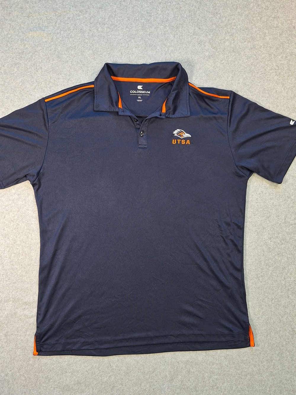 Colosseum Navy Polo with Orange UTSA Accents